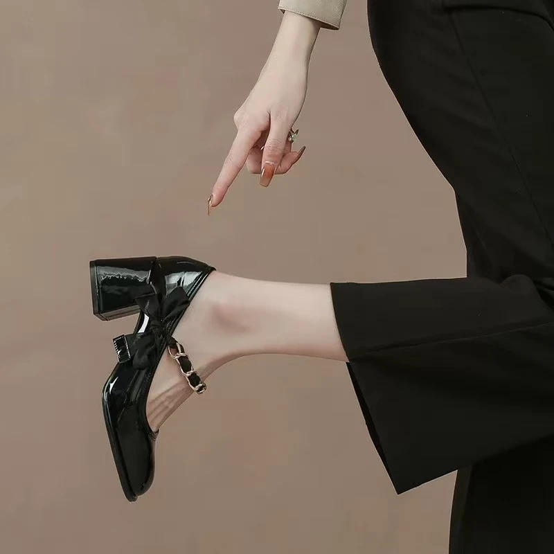 法式粗跟玛丽珍2025新款女鞋6723-3