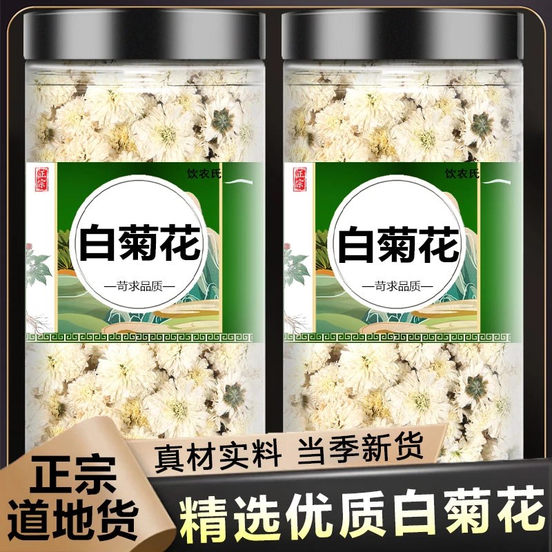 白菊花黄山菊花七月菊花茶可搭配枸杞决明子菊花干净罐装饱满菊花