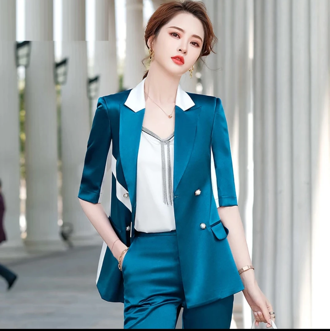 C区8868新款春夏薄款职业装修身气质缎面单件西服