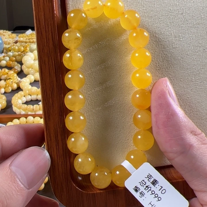 琥珀颈饰未镶嵌9.6mm精工焦皮圆珠hh
