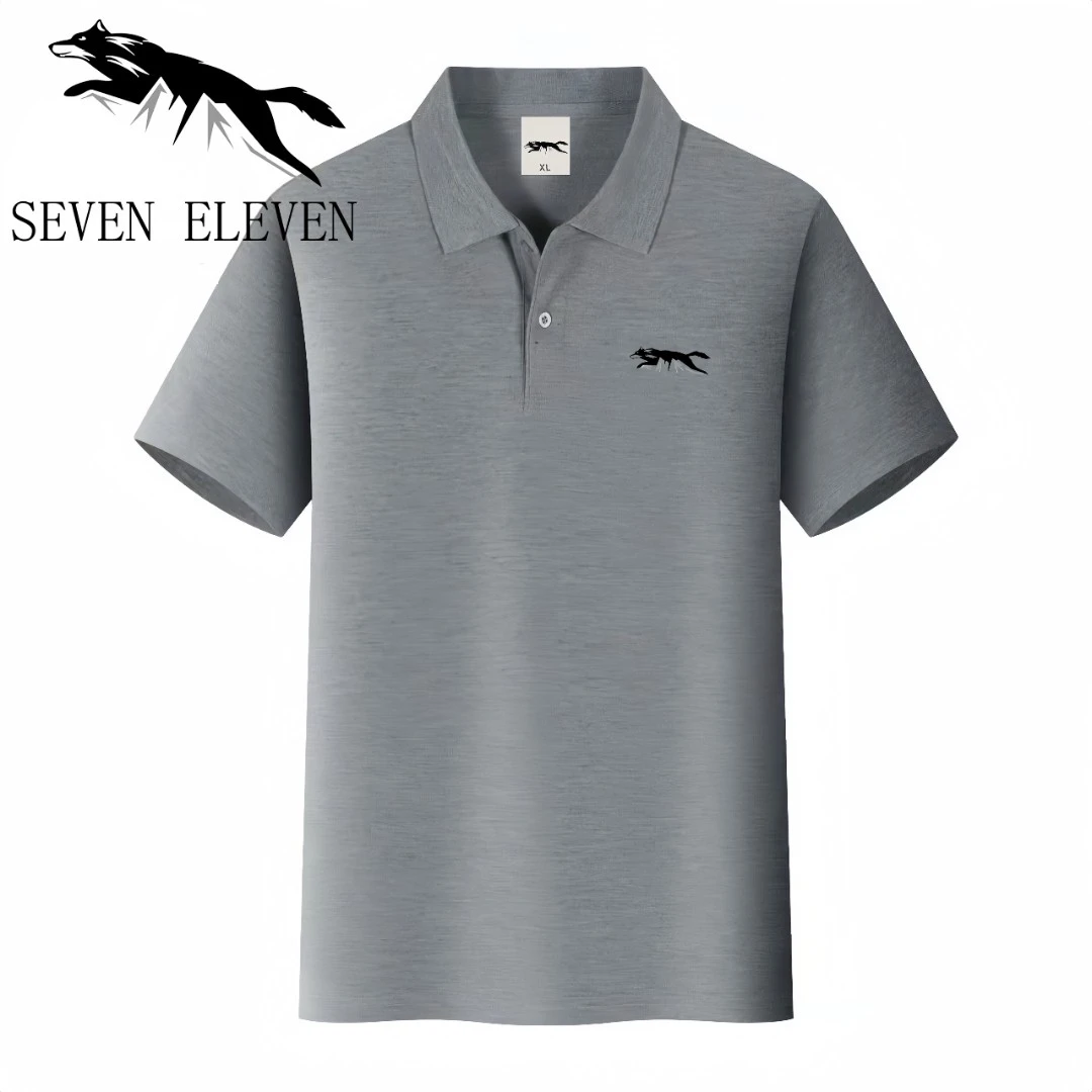 断码狼翻领t恤男士爸爸polo衫新款夏季纯色透气中老年父亲体恤衫