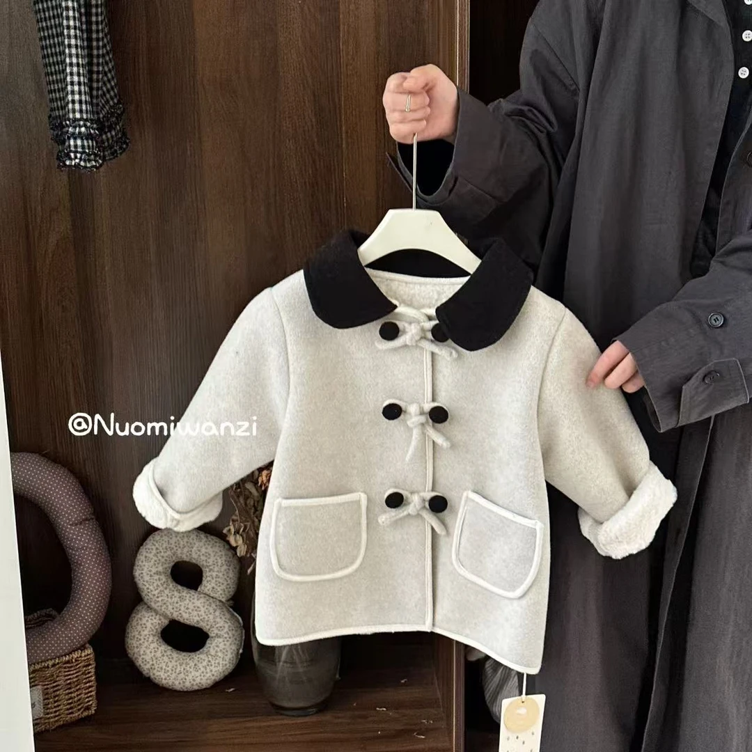 XZM-1803-儿童时尚洋气百搭蝴蝶结大衣（冬款）