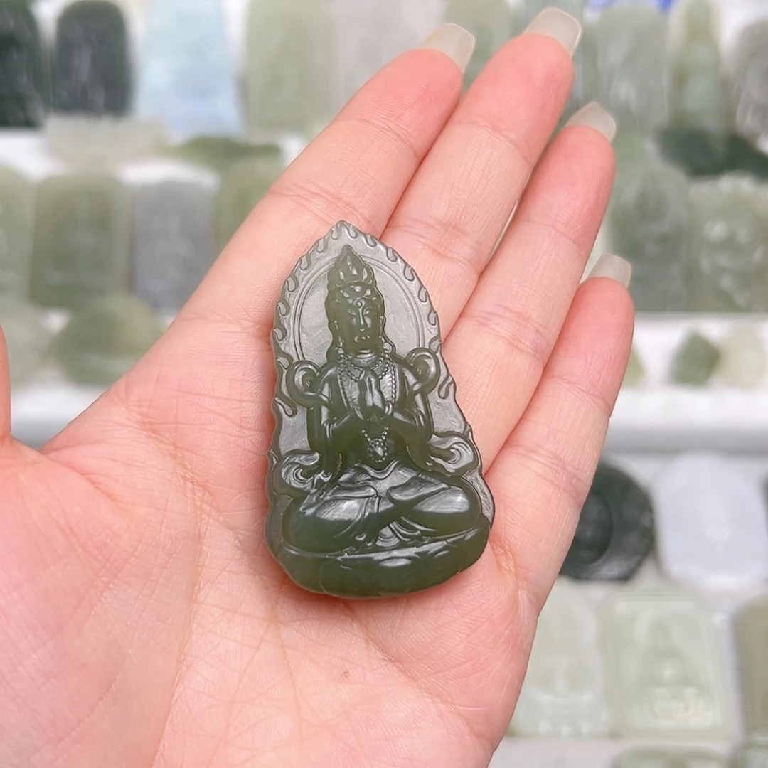 颈饰未镶嵌和田玉火焰观音