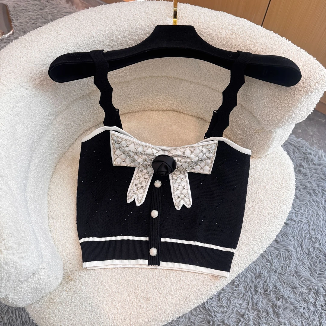 <猪猪出品>百搭高级蝴蝶结修身辣妹风夏季女装吊带背心643