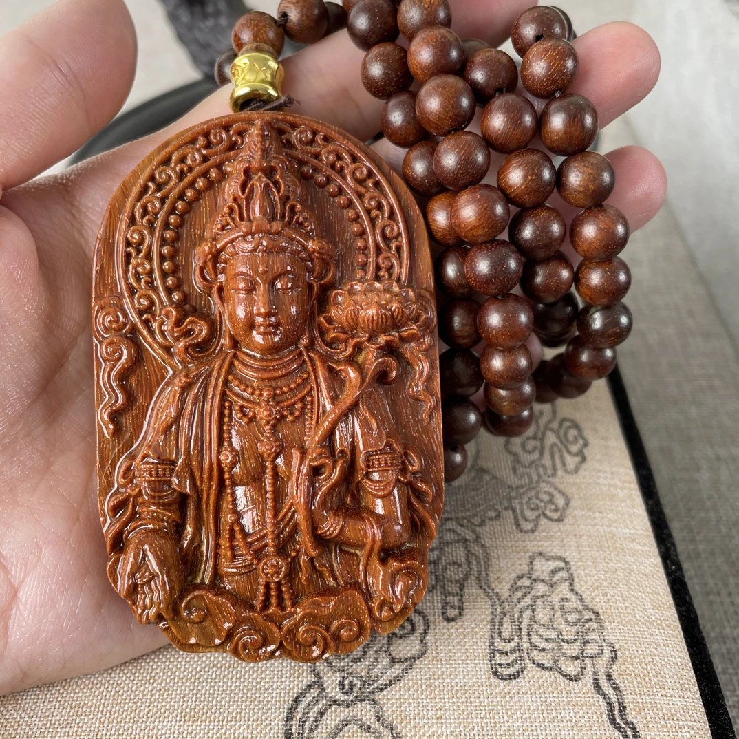 龙鳞满星大势至挂件木雕艺术