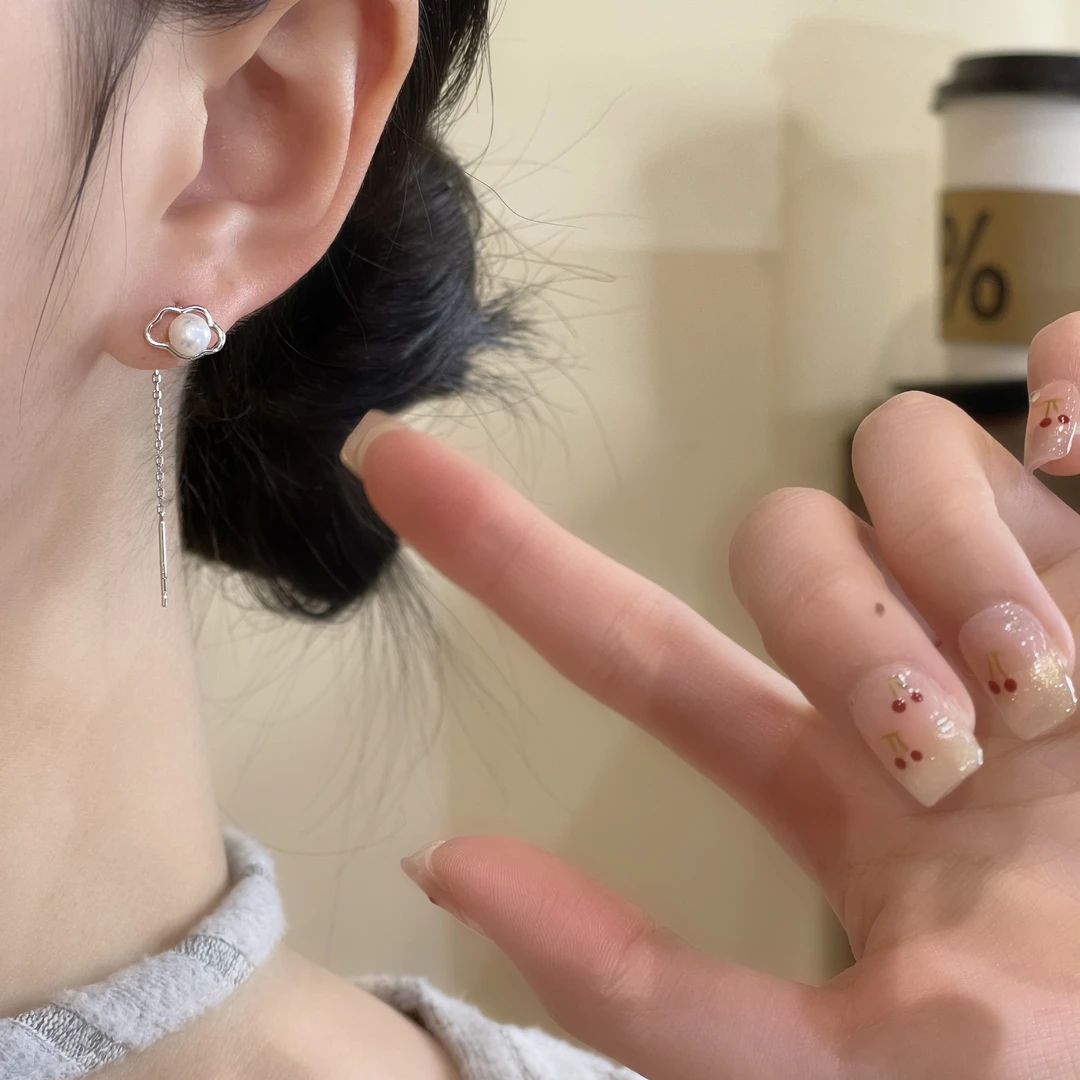 A-62 云朵珠珠耳线女小众设计高级感耳环养耳睡免摘