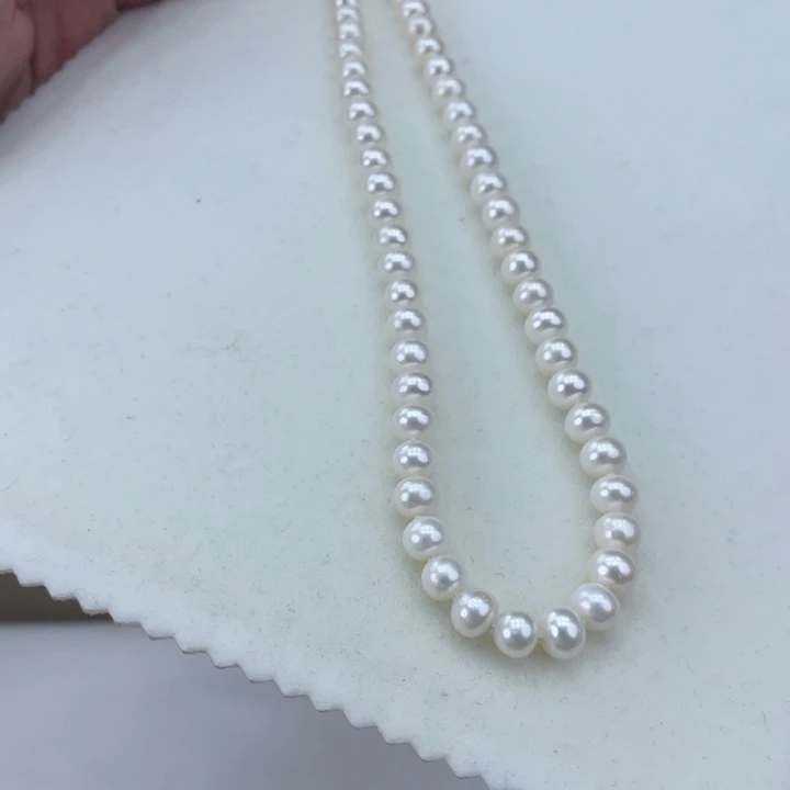 淡水珍珠颈饰银S925镶嵌卡6-7冷白