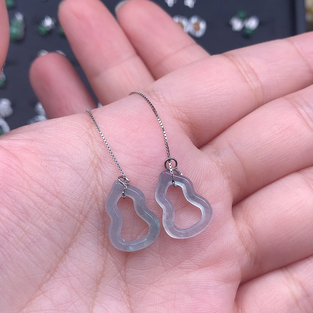 翡翠银S925镶嵌耳饰