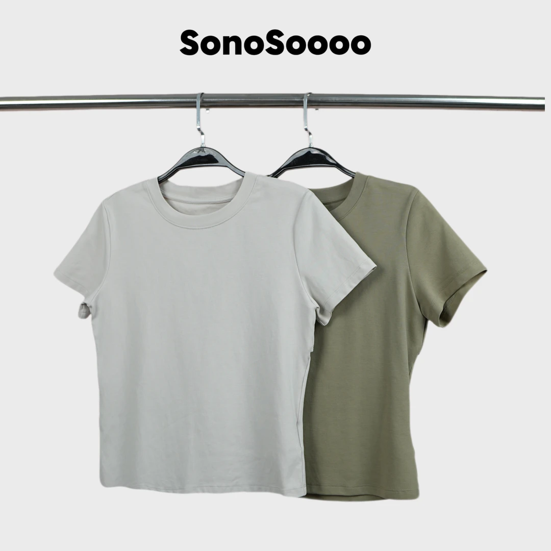 SonoSoooo 简奢短袖T恤长绒棉小众设计款高级感女款