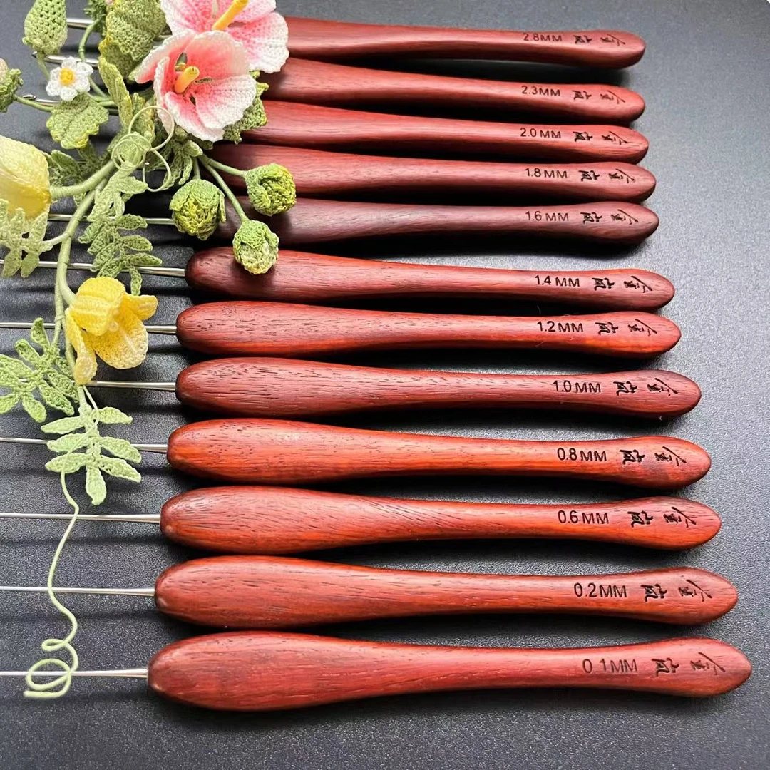 金岚血檀木钩针不锈钢血檀钩织