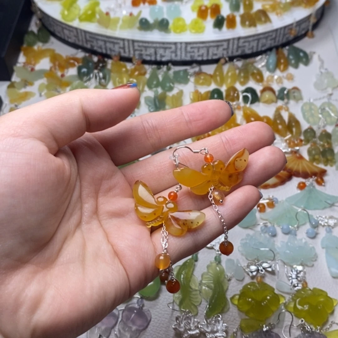 蛇纹石玉合金耳饰/颈饰