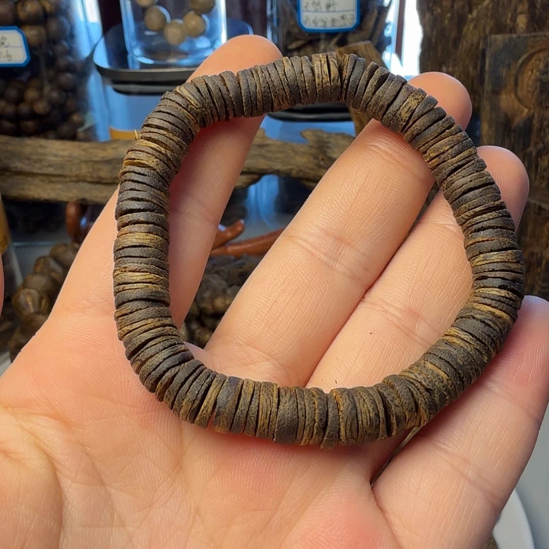 手串沉香海南紫棋皮油单圈8克