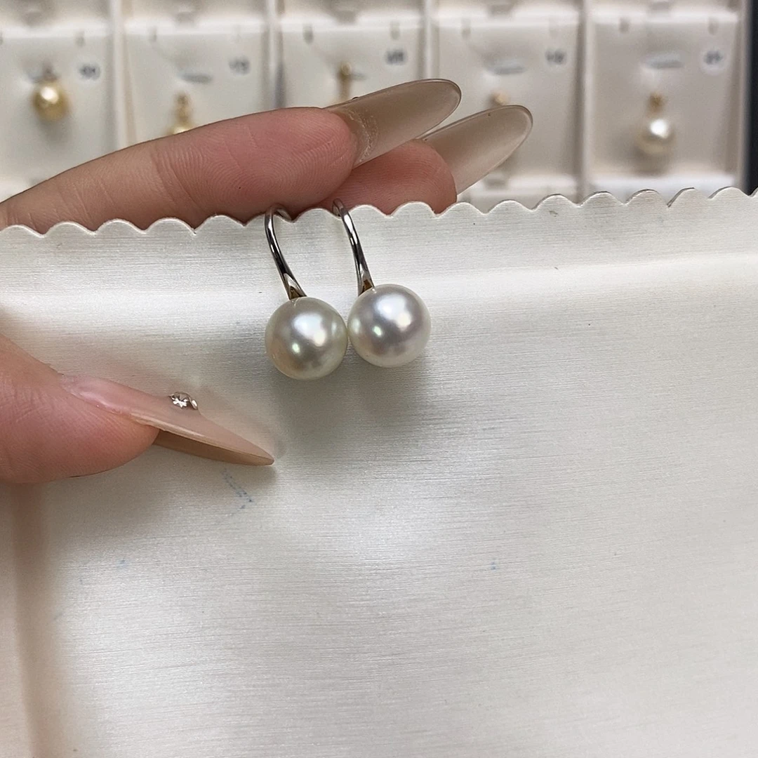 银S925镶嵌耳饰海水珍珠10-11