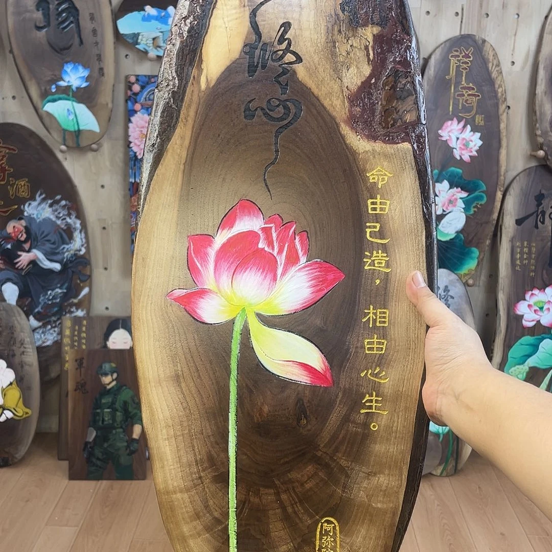 木北美黑胡桃雕刻手绘挂件