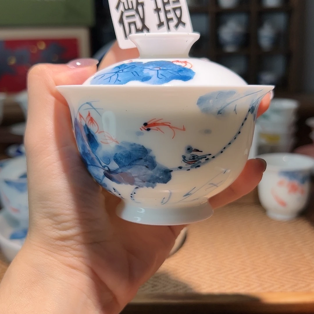【闪购商品】微瑕 手绘 盖碗