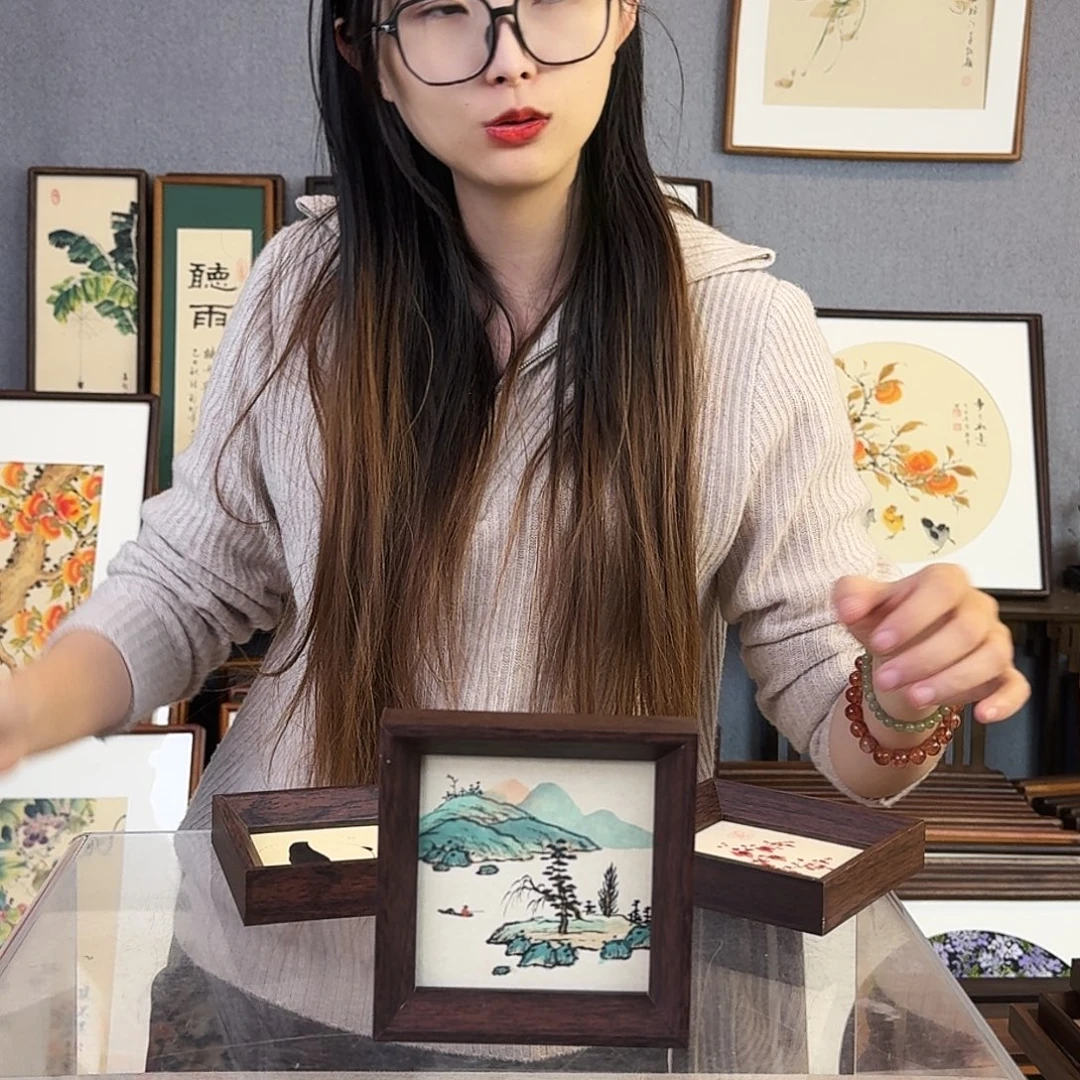 书法纯手绘，纯手写带框尺寸：15×15厘米