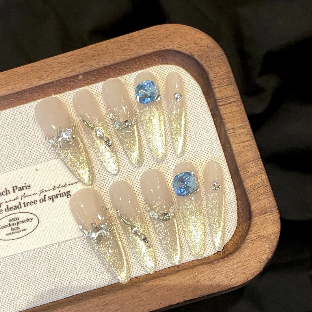 【蓝宝星河】渐变晶石猫眼香槟派对爆闪碎钻