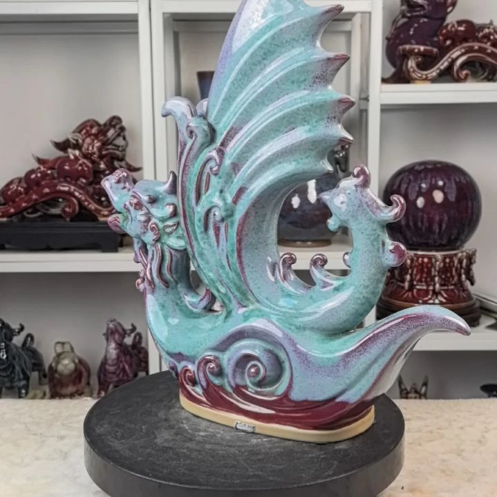 摆件钧瓷摆件神後鎮鈞瓷