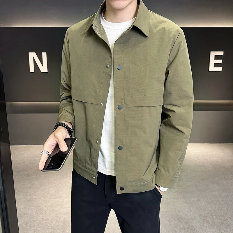 男士外套2025秋季新款翻领帅气工装青年夹克百搭时尚潮流上衣
