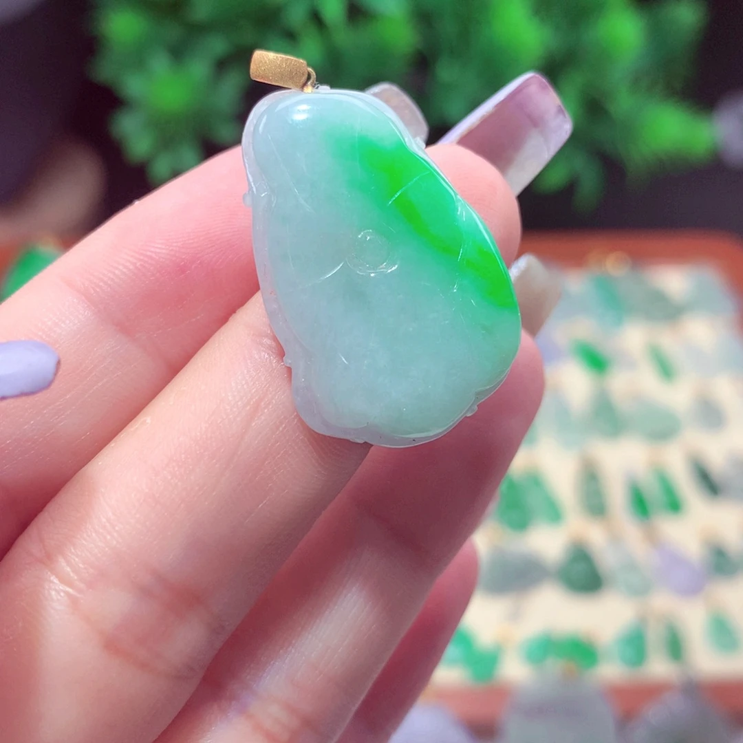 翡翠18K金镶嵌吊坠(不含链)