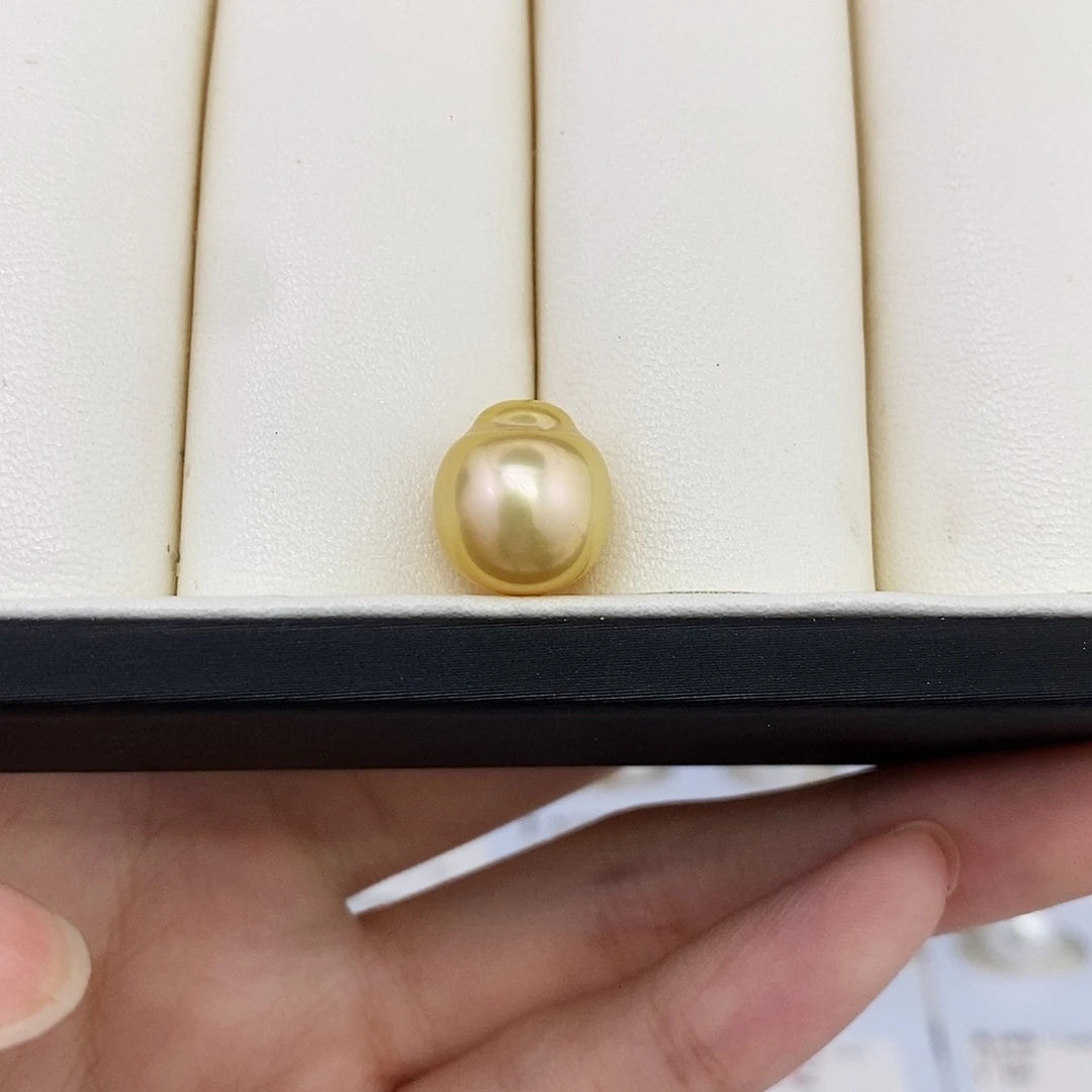 未镶嵌耳饰海水珍珠11.5mm金珠