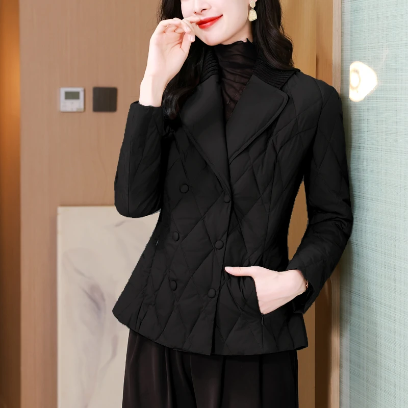 秋冬减龄气质西装领修身时尚棉服女短款外套减龄洋气轻薄显瘦棉服