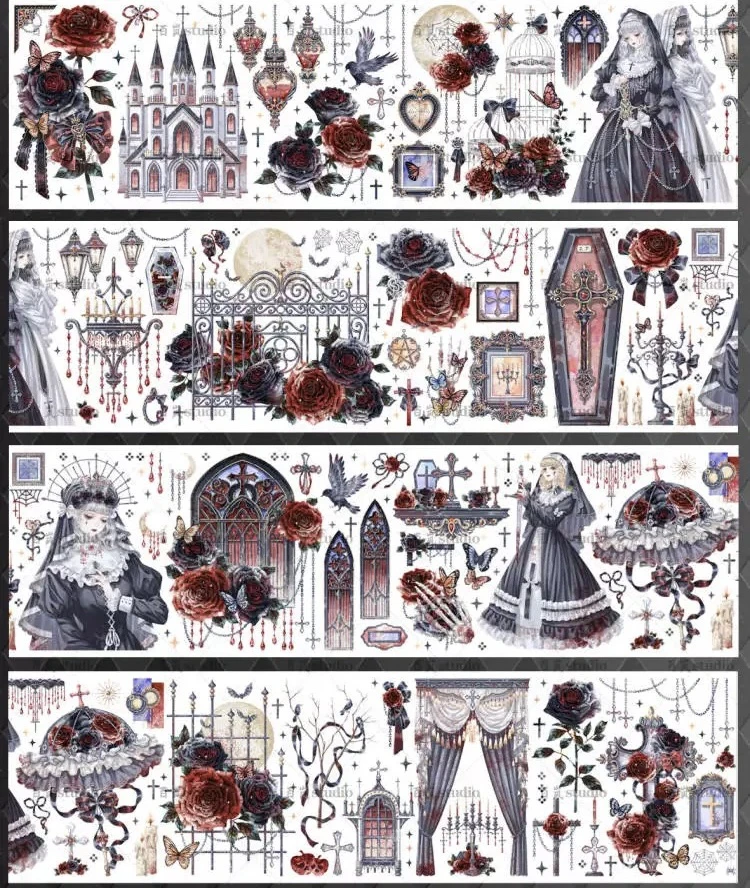 【全场满58包非偏远】暗黑  华丽 分装胶带 拼贴 手机DIY 贴纸