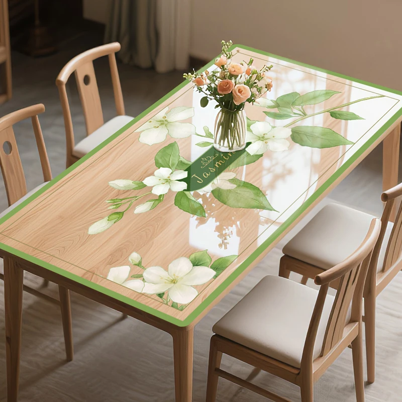 茉莉软玻璃透明桌垫长方形桌布茶几布桌台布防水防油防烫免洗轻奢