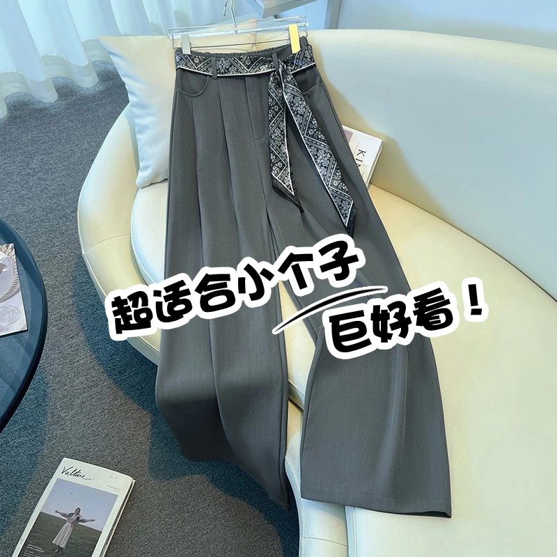 灰色九分阔腿裤女秋季2025新款巨好看休闲西装裤松弛感宽松直筒裤