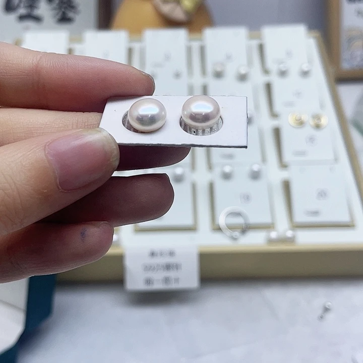 淡水珍珠耳饰银S925镶嵌冰*