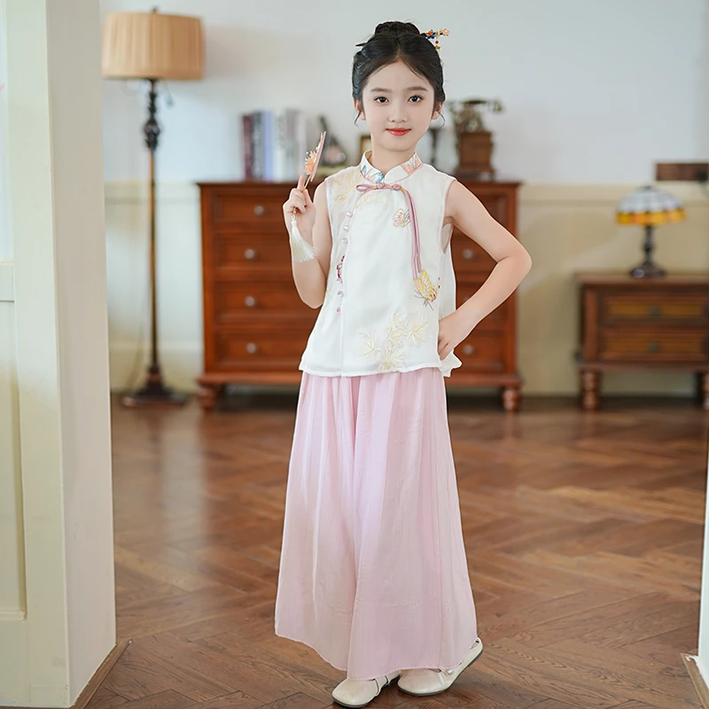 80699【如初见】女童中国风2025夏季新款刺绣汉服套装新中式两件套