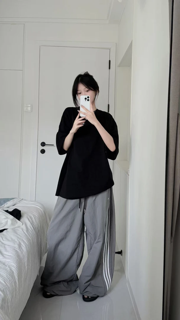 『小歪』韩式撞色三条杠夏季薄款速干百搭运动休闲长裤