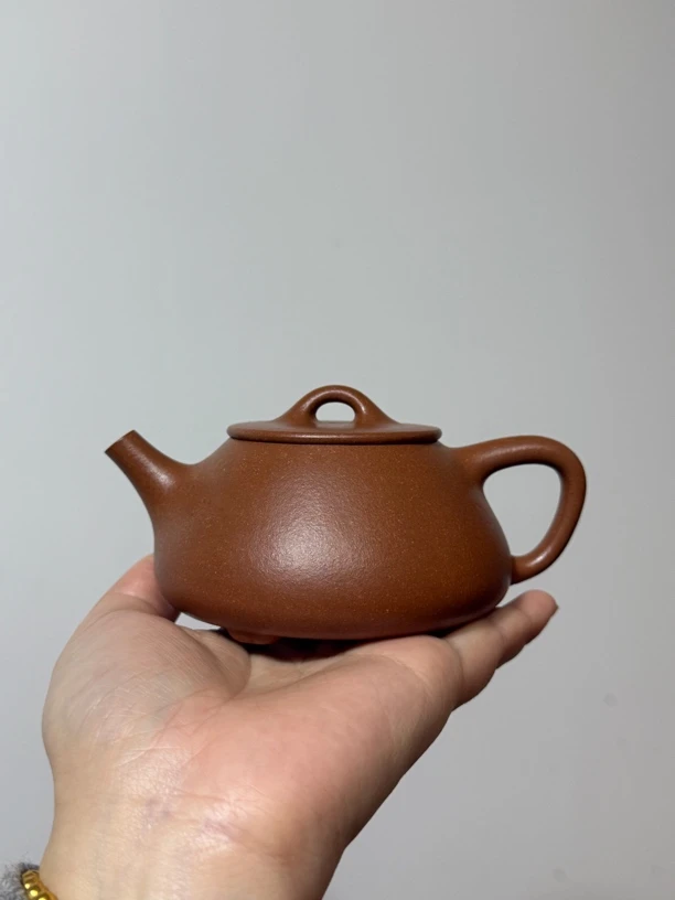 原矿降坡泥 平盖石瓢手工茶壶