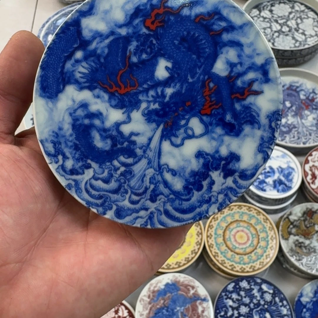 一***事杯釉里红龙吸水盖置拍一发二