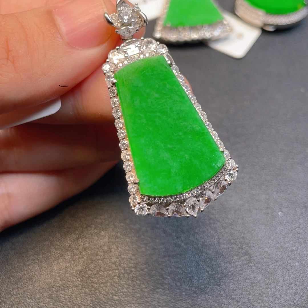 翡翠银S925镶嵌吊坠(不含链)