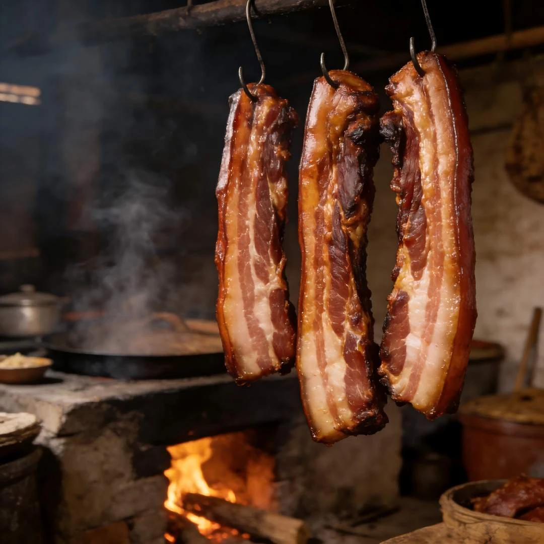 兴文苗乡正宗柴火烟熏精品五花肉腊肉肥而不腻瘦而不柴肉质紧实