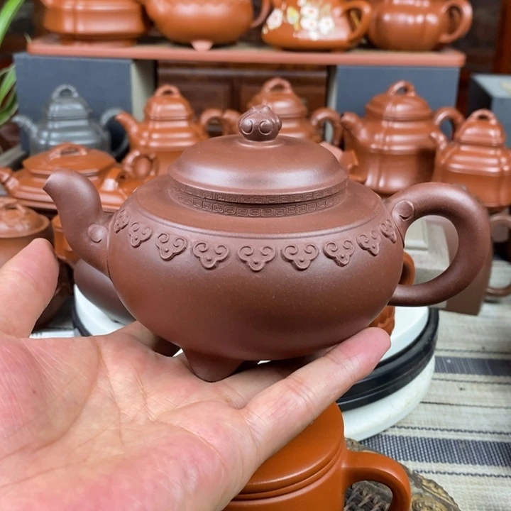 茶壶紫砂云肩如意380cc原矿老底曹青特价