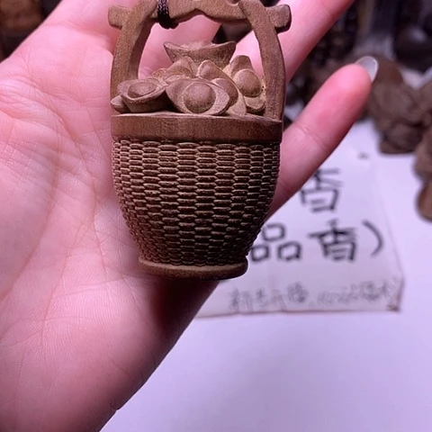 檀香木把件檀香一桶江山