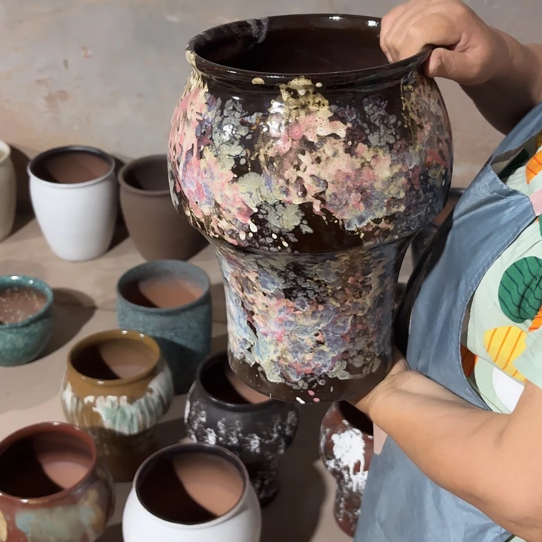 紫砂花盆口20高33