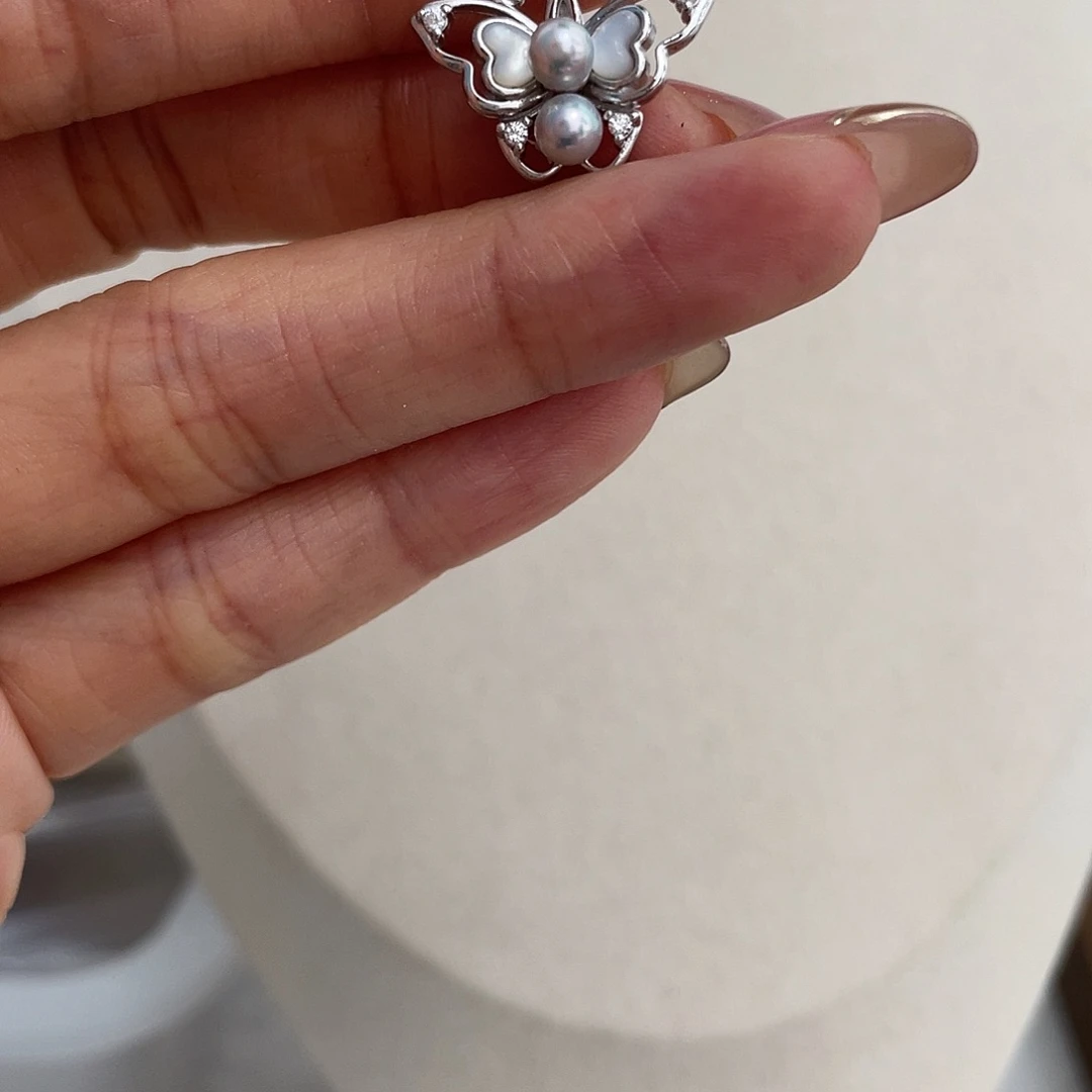 吊坠(不含链)银S925镶嵌海水珍珠