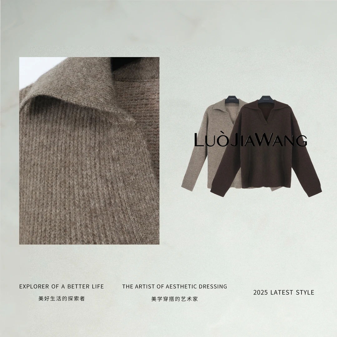 16支牦牛绒羊毛V领毛衣女秋冬高级感小个子25新款LUOJIAWANG