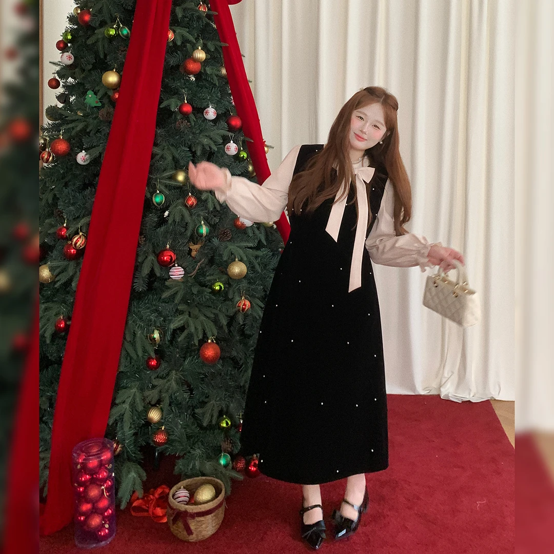 徐达布大码女装定制冬季新款微胖流行裙子法式温柔长裙L39844C54