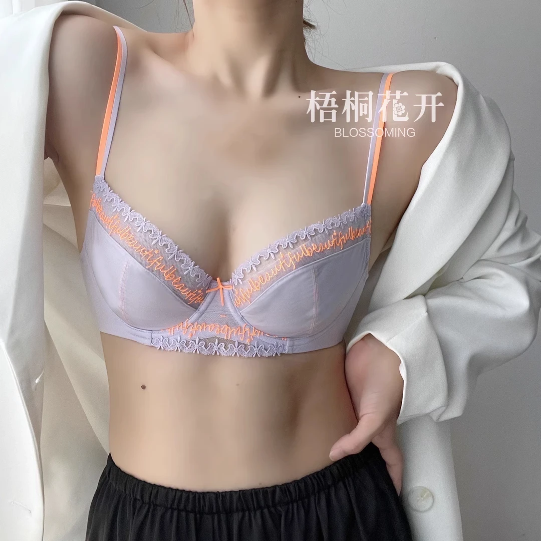梧桐花开内衣夏季女性感超薄透气水晶杯大胸显小无痕文胸罩22802