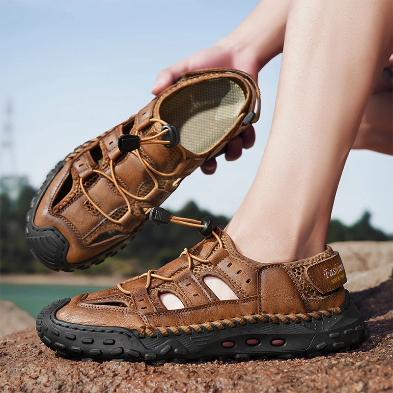 凉鞋男2025新款夏季外穿大码47运动溯溪涉水包头洞洞沙滩网布鞋48