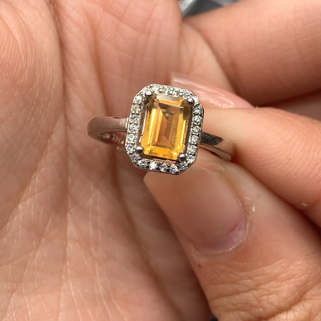 戒指银S925镶嵌黄晶