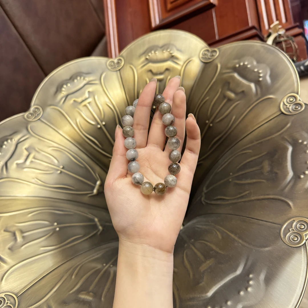 巴西黑发晶素圈手串