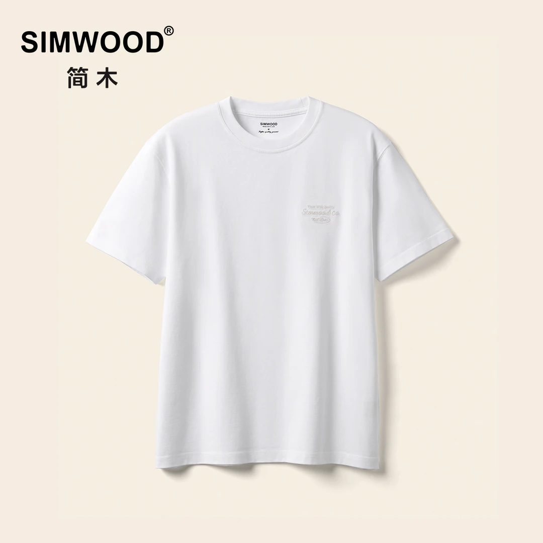 SIMWOOD/简木【宽松版】 310g重磅绣花休闲工装风短袖T恤男SO210321