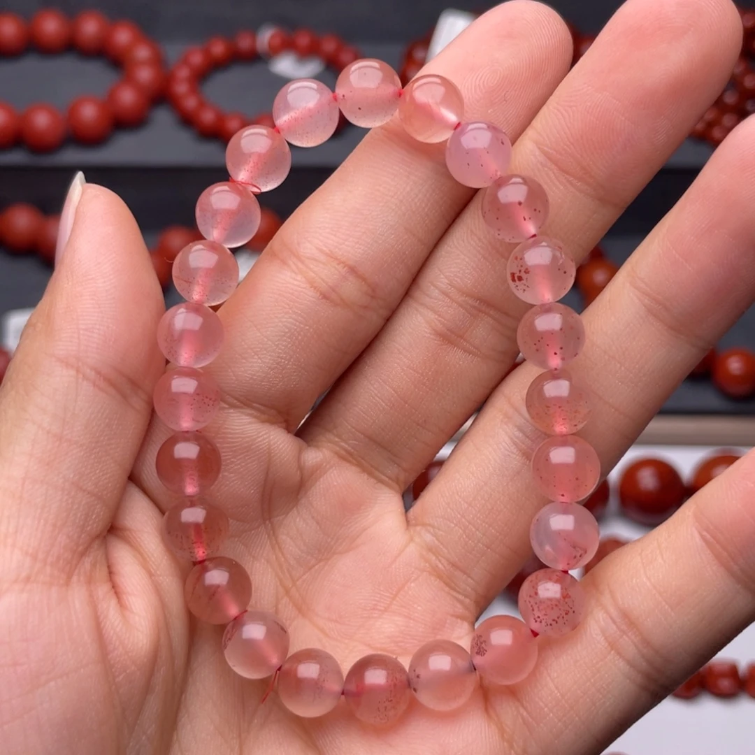 南红玛瑙未镶嵌手串H8mm高冰飘花手串