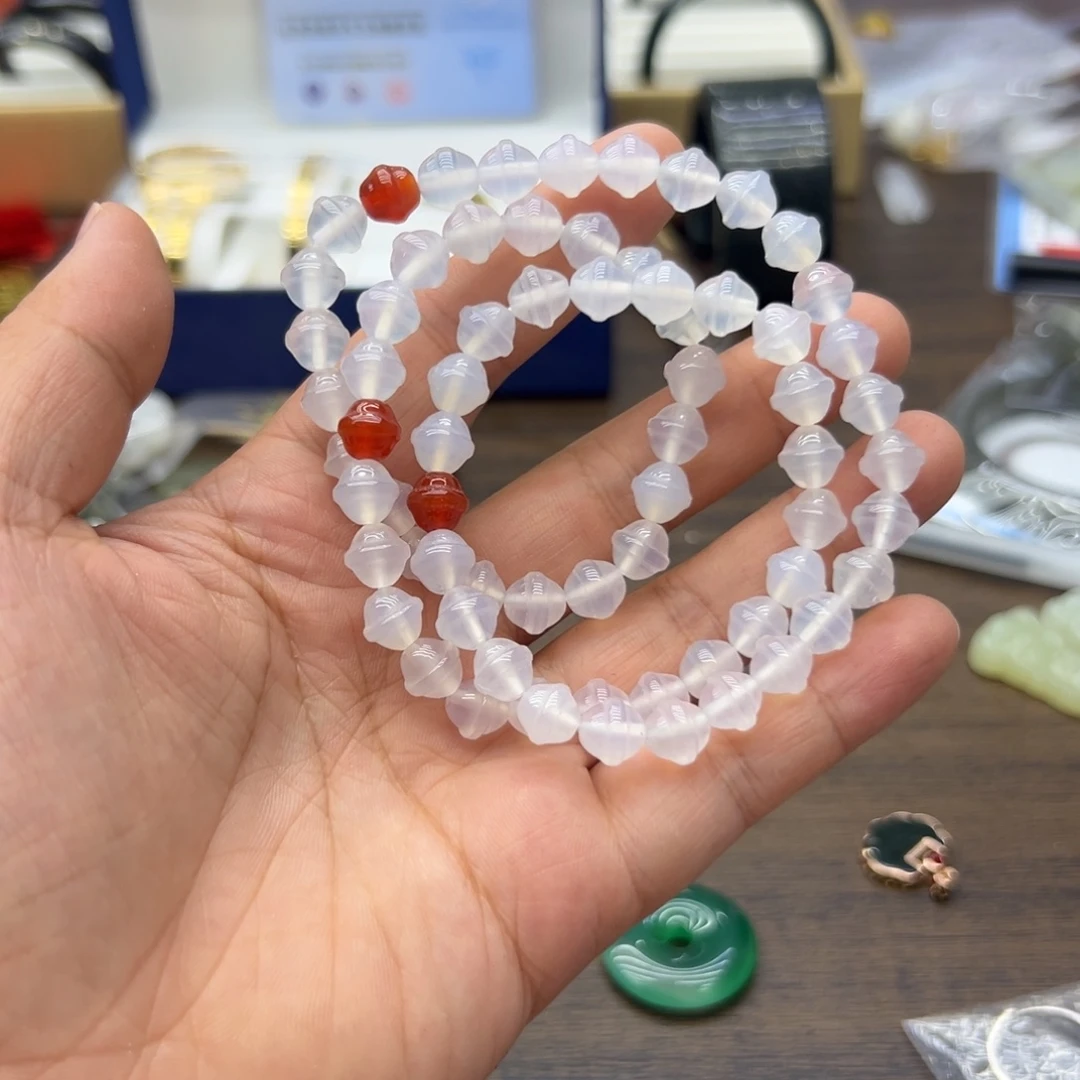 玛瑙/玉髓手链合金荔枝冻三圈