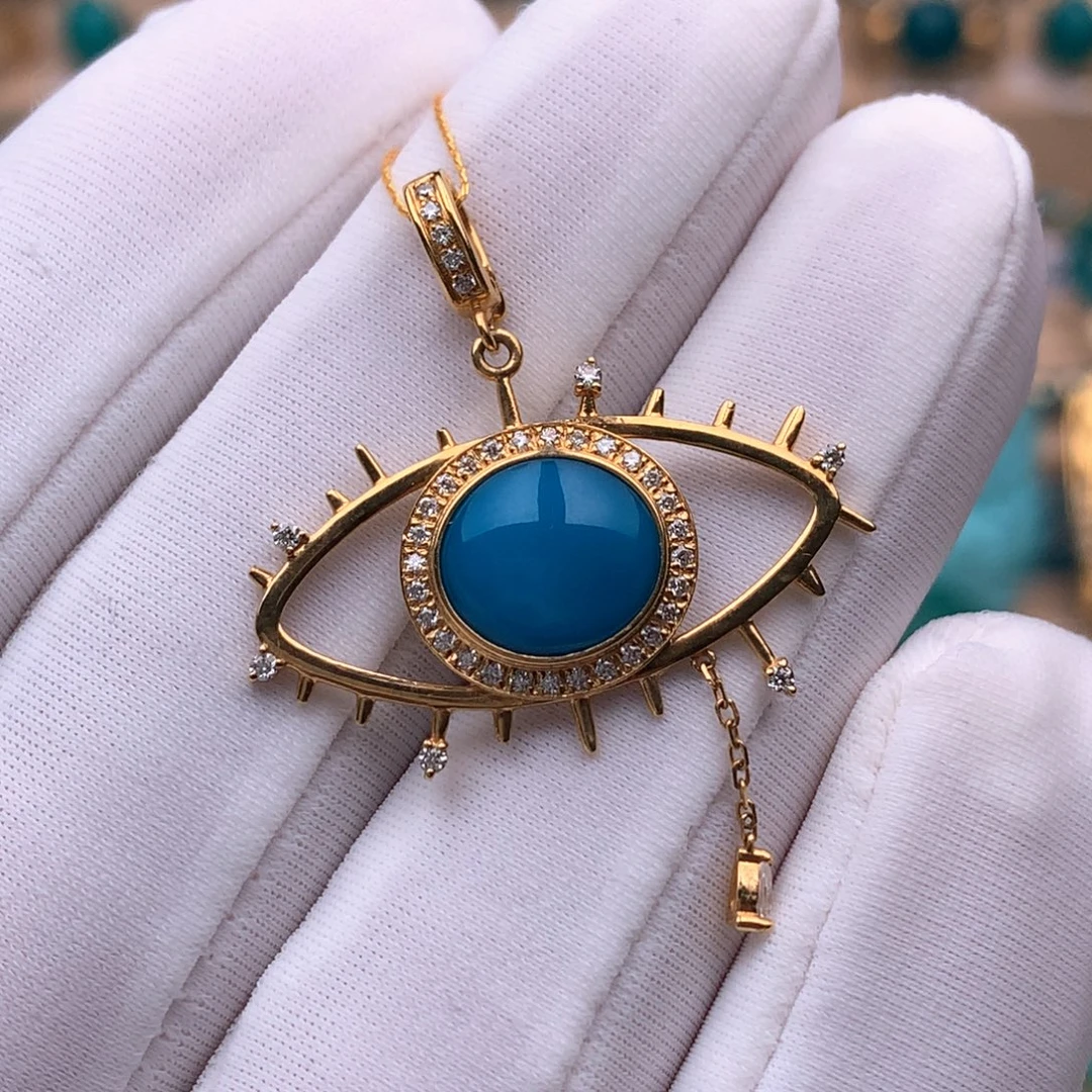 绿松石18K金镶嵌珠宝奇石